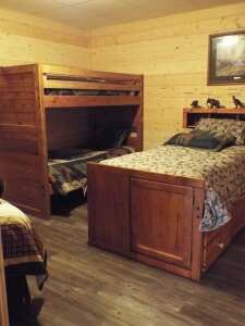 Crooked Creek Construction Log Home Interior Bedroom With Bunk Beds
