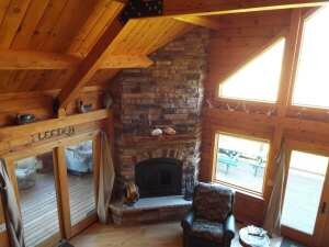 Crooked Creek Construction Log Home Interior Fireplace
