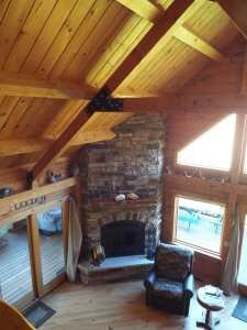 Crooked Creek Construction Log Home Interior Fireplace