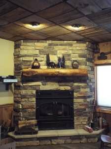 Crooked Creek Construction Log Home Interior Fireplace 3