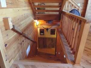 Crooked Creek Construction Log Home Interior Stairs